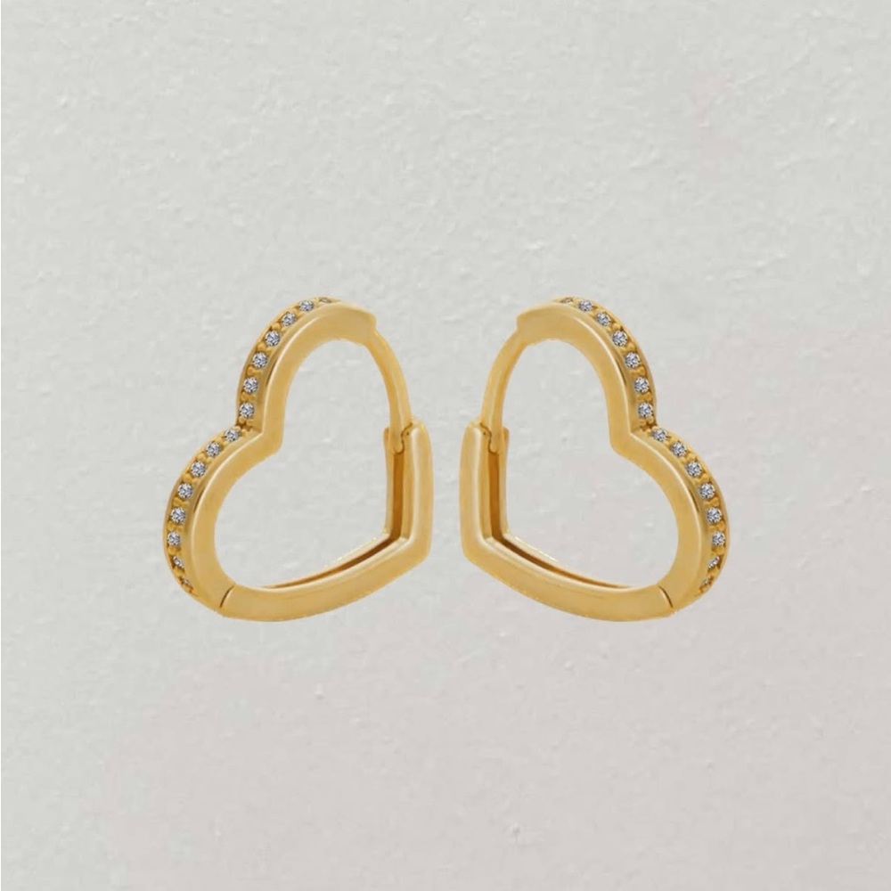 Gold Heart Huggies Earrings
